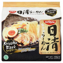 Nissin Ramen Kyushu Black Rich Roasted Garlic Flavour Instant Noodles 5 x 106g