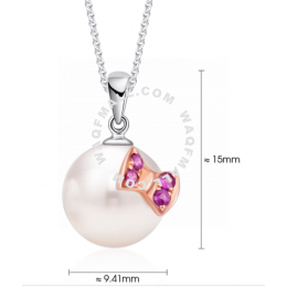SK JEWELLERY BRENDY BOW GEM PEARL PENDANT WITH CHAIN PP1032