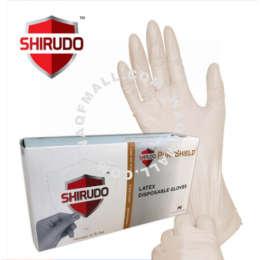 Shirudo Pure Shield Latex Diposable Glove - Natural White (9"/6.0g/100 Pcs)