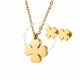 CELOVIS - Destiny Four Leaf Clover Necklace + Earrings Jewellery Set in Gold