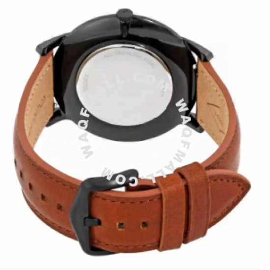 Fossil Mens Minimalist Black Dial Brown Leather Watch FS5305