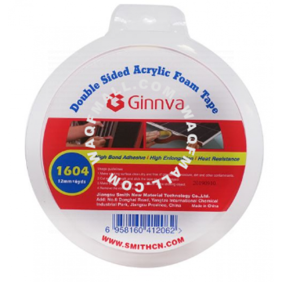GINNVA Double Sided Transparent Acrylic Foam Tape (12mm x 6yd)