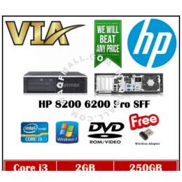 HP Compaq 8200 6200 Pro SFF CORE i3-2nd GEN~2GB~250GB~Win10~DVD~Office Desktop with Basic Microsoft &