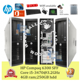 HP Compaq Pro 6300 SFF Core i5-3rd gen;4GB ram;250GB/500GB hdd;120GB/256GB/512GB SSD;Win7P;pc desktop murah refurbished