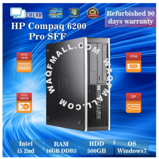 2nd gen i5 16GB RAM 500GB HDD HP Compaq 6200 SFF desktop PC refurbished computer CPU 90 days warranty
