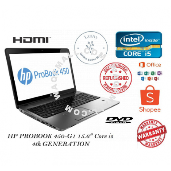 HP PROBOOK 450-G1 15.6" CORE i5 - 4TH GENERATION (Refurbished)