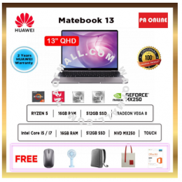 Huawei MateBook 13 2020 - AMD Ryzen 5 / Intel core i5 / core i7 /16GB RAM /512GB SSD /13 QHD IPS /Win 10 /2 Years