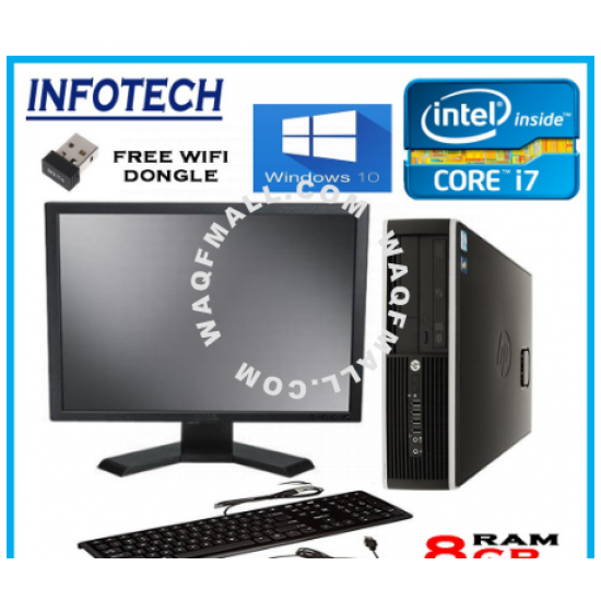 Gaming Complete Set intel Core i7 8GB ddr3 500GB hdd + 19" monitor + Wifi + KB + M DESKTOP PC i5 i3 250gb Dell Lenovo Hp