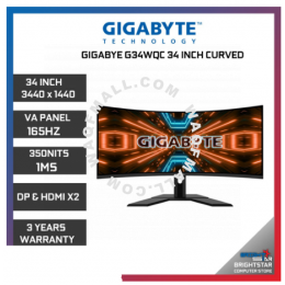 Gigabyte G34WQC 34inch Curved Gaming Monitor